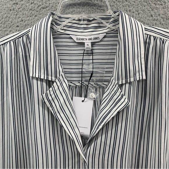 Elizabeth And James Womens Shirt Tunic Dress Short Sleeve Striped Black White XL - Picture 11 of 15